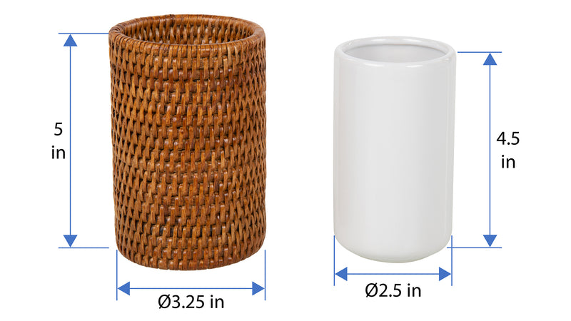 Kouboo La Jolla Rattan Bathroom Tumbler And Toothbrush Holder (10 Fl.oz.)
