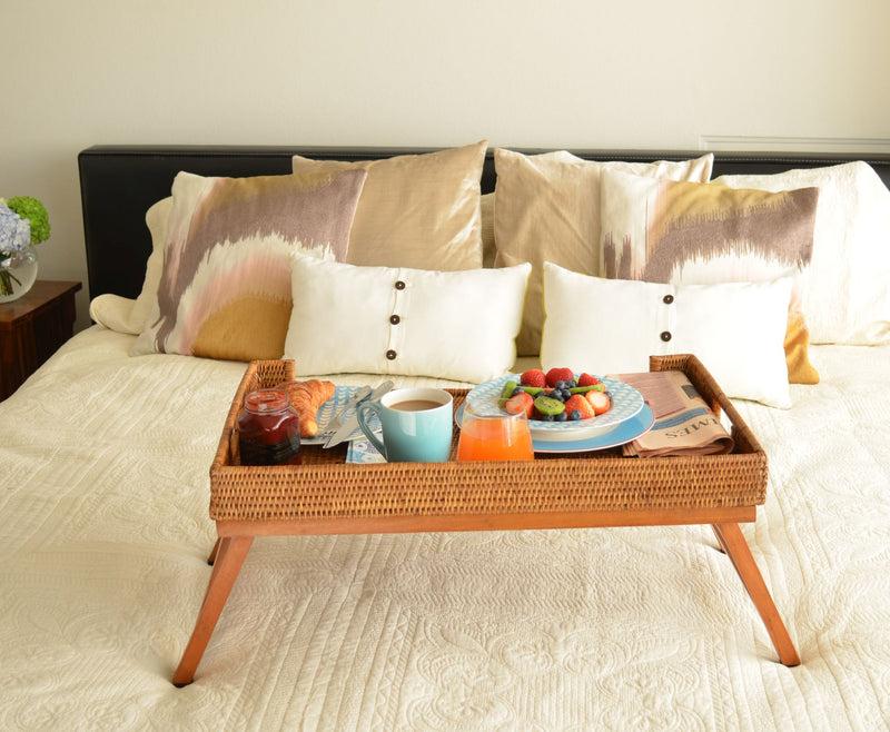 Kouboo La Jolla Rattan Breakfast Tray With Folding Legs