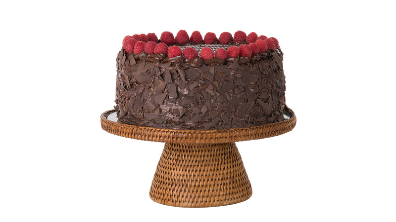 Kouboo La Jolla Rattan Cake Stand With Glass Top Honey-Brown