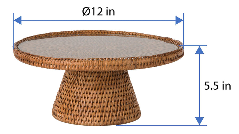 Kouboo La Jolla Rattan Cake Stand With Glass Top Honey-Brown