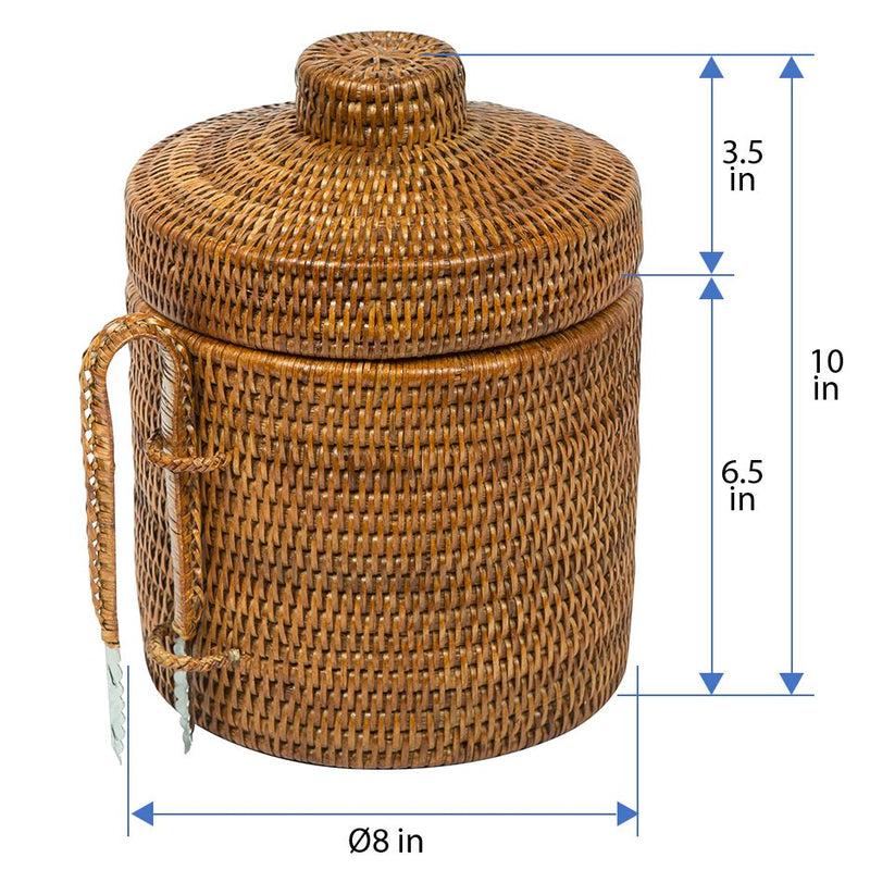 Kouboo La Jolla Rattan Ice Bucket With Ice Tongs Honey Brown