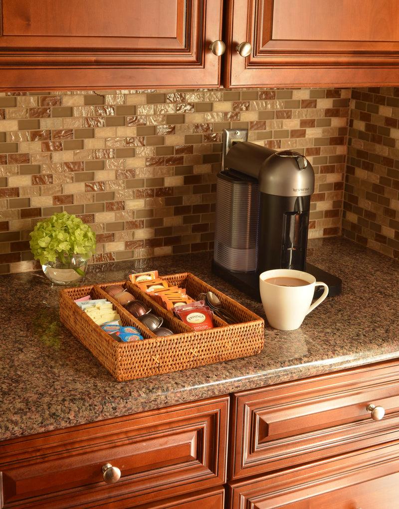 Kouboo La Jolla Rattan Silverware Tray And Organizer Honey Brown