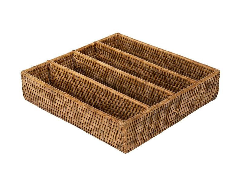 kouboo La Jolla Rattan Silverware Tray and Organizer Honey Brown