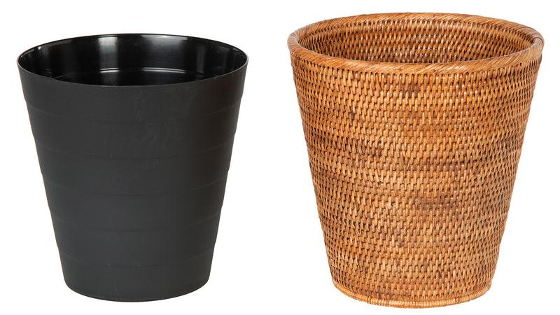 Kouboo La Jolla Rattan Waste Basket With Plastic Insert