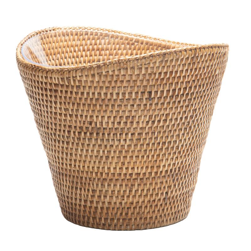 Kouboo La Jolla Round Acrylic Wine & Beer Chiller In Rattan Basket Honey-Brown