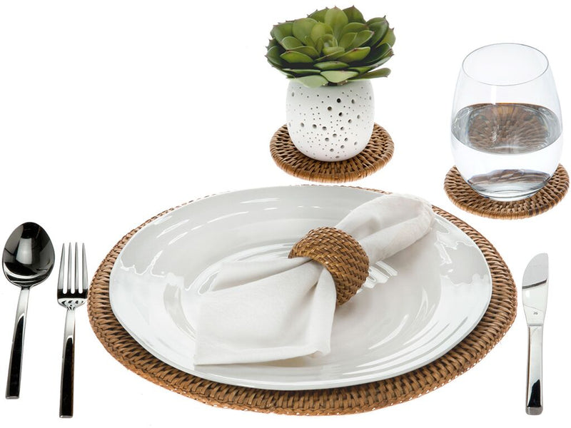 Kouboo La Jolla Round Rattan Charger Plate Set Of 2