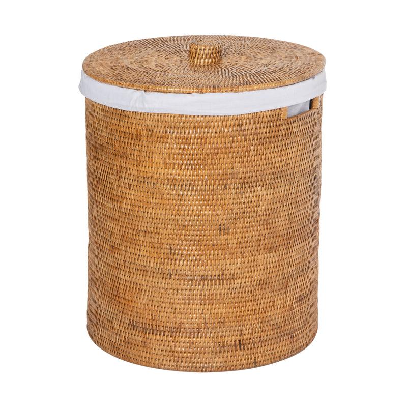 kouboo La Jolla Round Rattan Clothes Hamper & Laundry Basket with Liner and Lid 1 Large Load