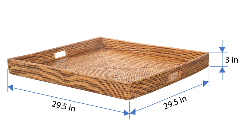 Kouboo La Jolla Square Rattan Jumbo Sized Centerpiece And Ottoman Tray