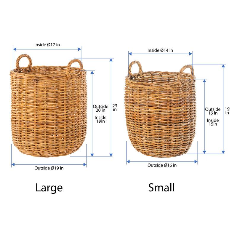 Kouboo Lacak Round Rattan Decorative Storage Basket With Handles