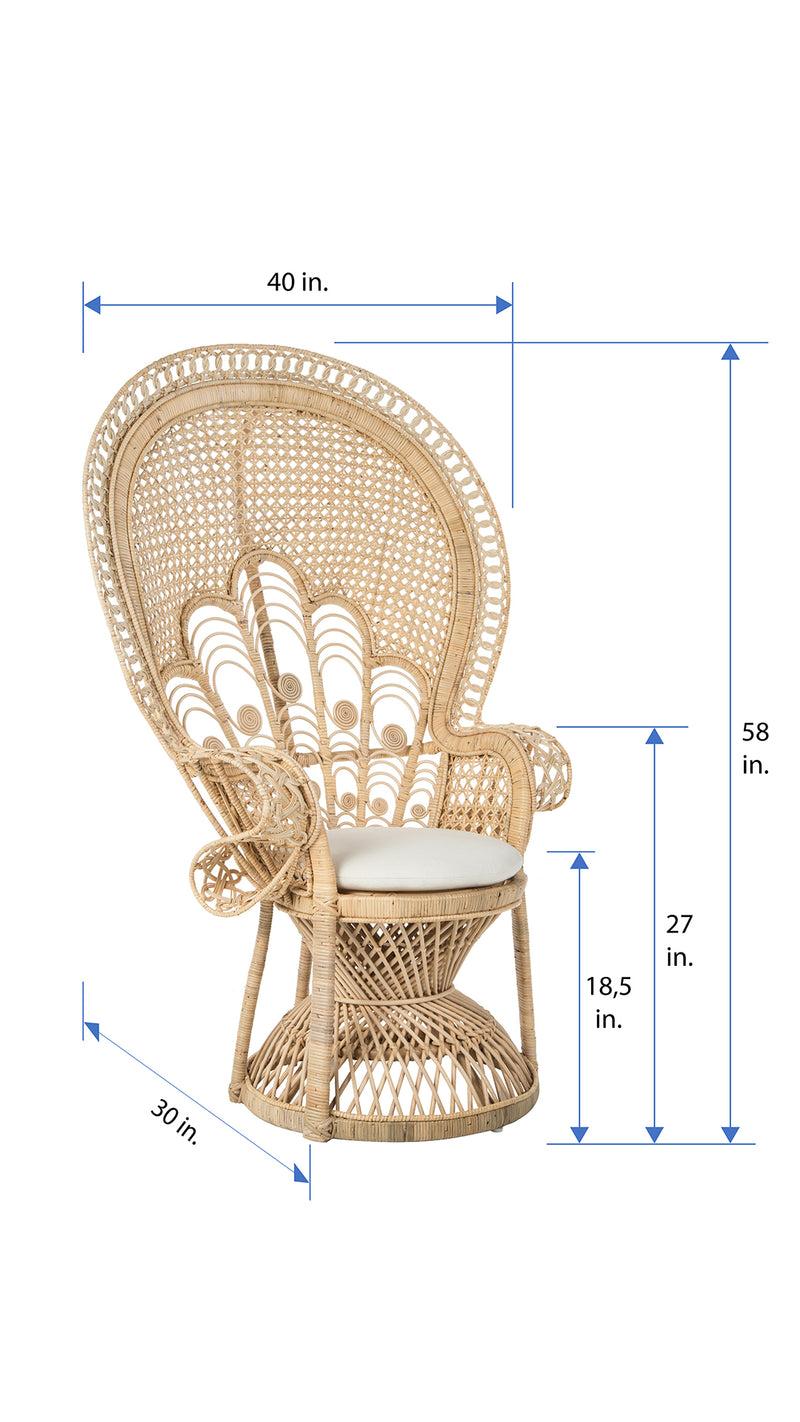 Kouboo Lady Peacock Chair In Rattan With Seat Cushion