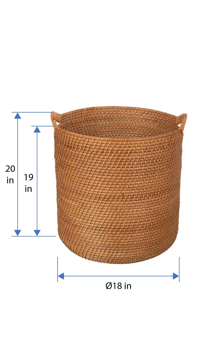 Kouboo Laguna Round Rattan Storage Basket With Ear Handles