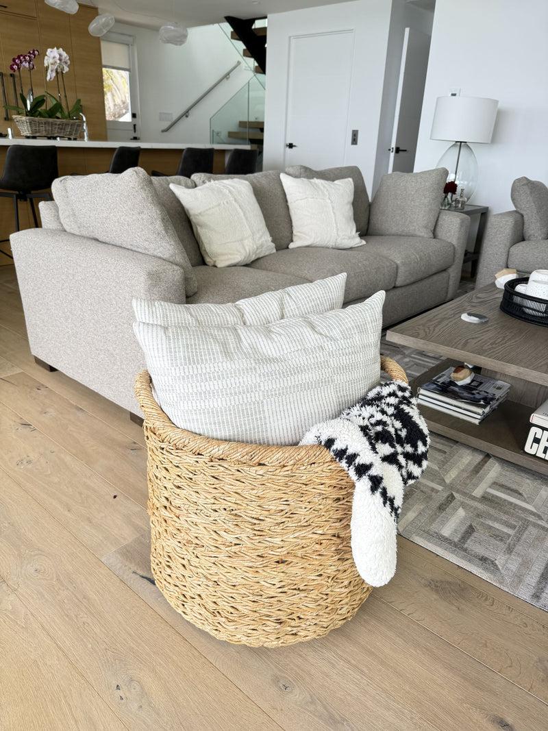 Kouboo Large Handwoven Decorative Storage Basket In Twisted Sea Grass