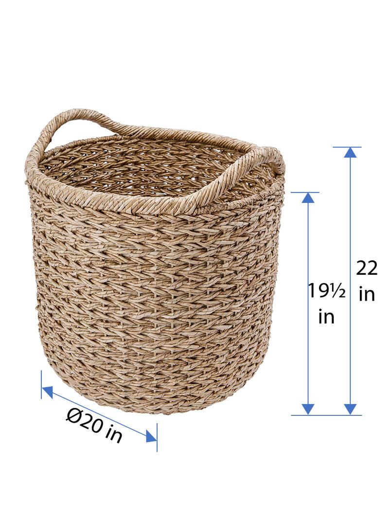 Kouboo Large Handwoven Decorative Storage Basket In Twisted Sea Grass