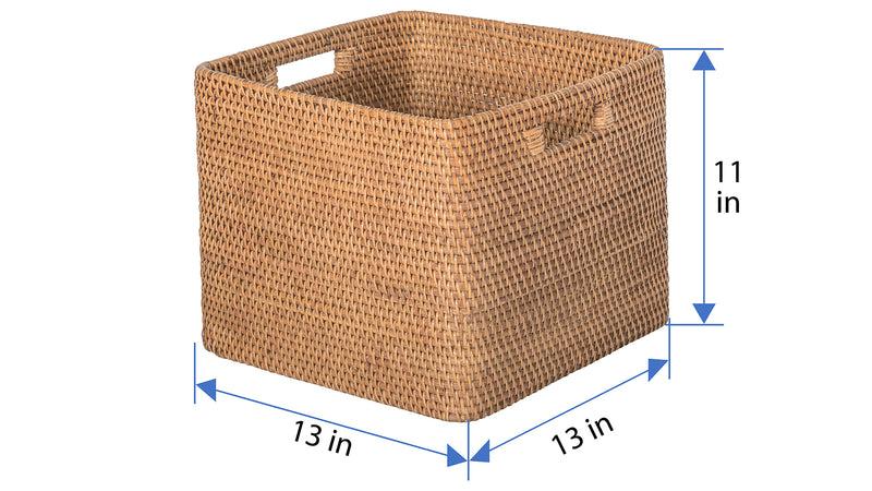 Kouboo Loma Decorative Square Rattan Storage Basket With Handles