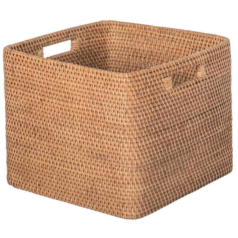 kouboo Loma Decorative Square Rattan Storage Basket with Handles