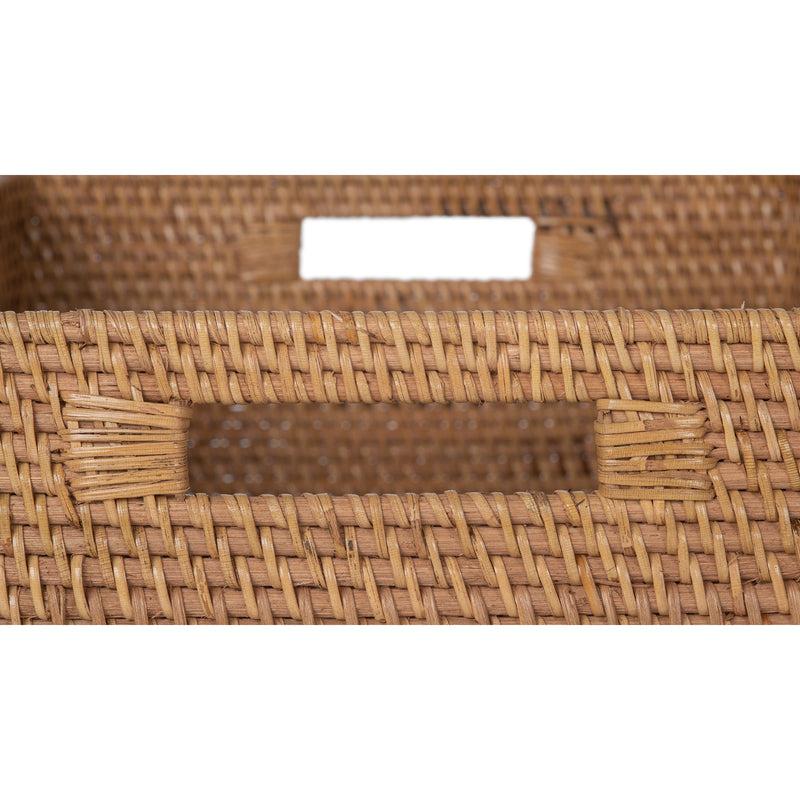 Kouboo Loma Rectangular Decorative Rattan Storage Basket With Handles