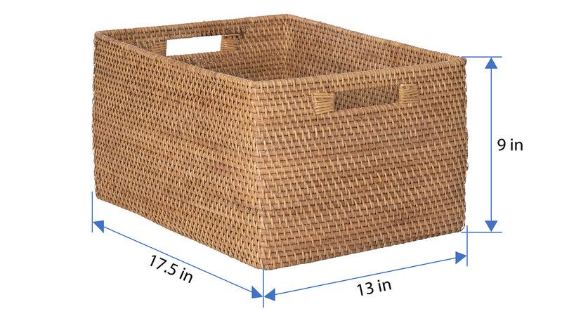 Kouboo Loma Rectangular Decorative Rattan Storage Basket With Handles