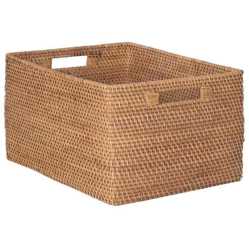 kouboo Loma Rectangular Decorative Rattan Storage Basket with Handles