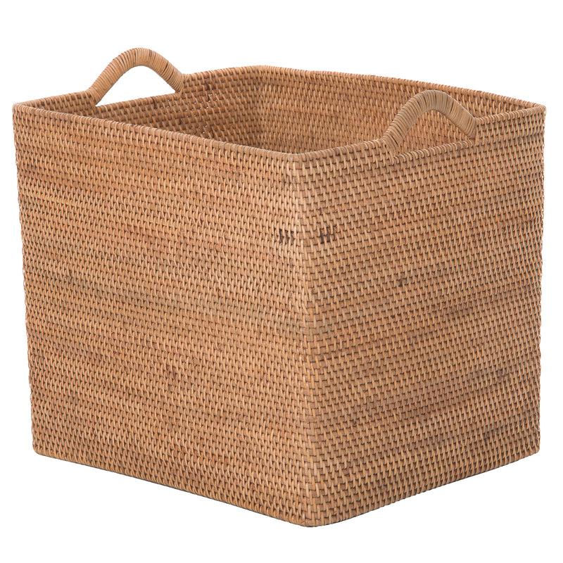 kouboo Loma Rectangular Decorative Rattan Storage Basket with Ear Handles Large