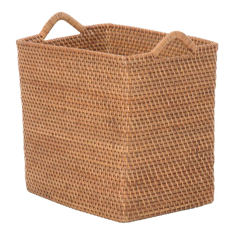 kouboo Loma Rectangular Decorative Rattan Storage Basket with Ear Handles Small
