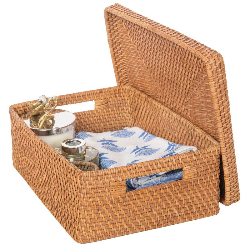 Kouboo Loma Rectangular Rattan Storage Box And Decorative Shelf Storage Basket With Lid