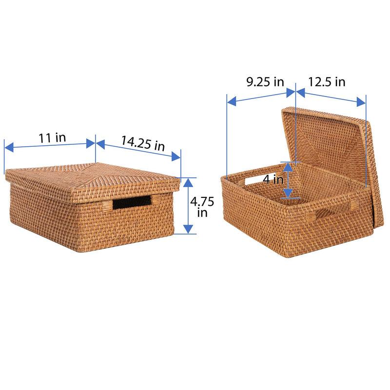 Kouboo Loma Rectangular Rattan Storage Box And Decorative Shelf Storage Basket With Lid
