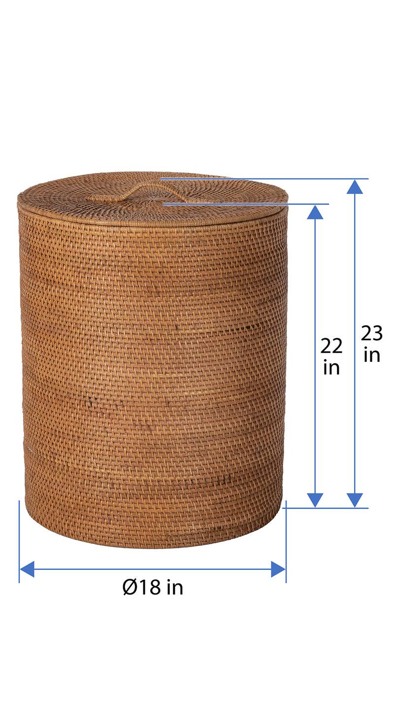 Kouboo Loma Round Rattan Hamper And Laundry Basket With Removable Liner