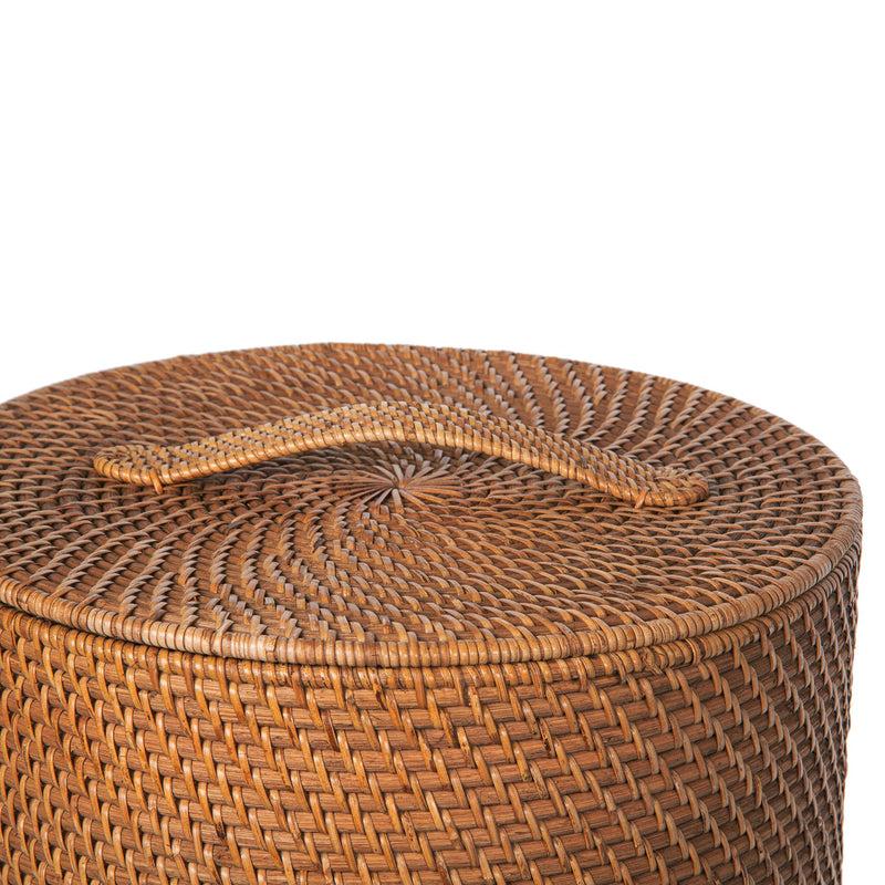 Kouboo Loma Round Rattan Hamper With Liner Apartment Size