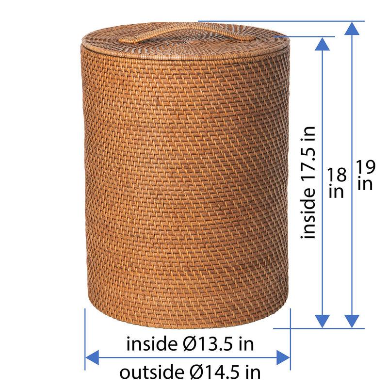 Kouboo Loma Round Rattan Hamper With Liner Apartment Size