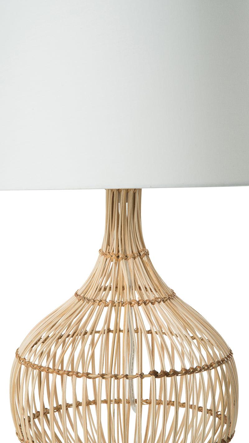 Kouboo Luhu Cane Rib Bulb Table Lamp Natural With White Shade