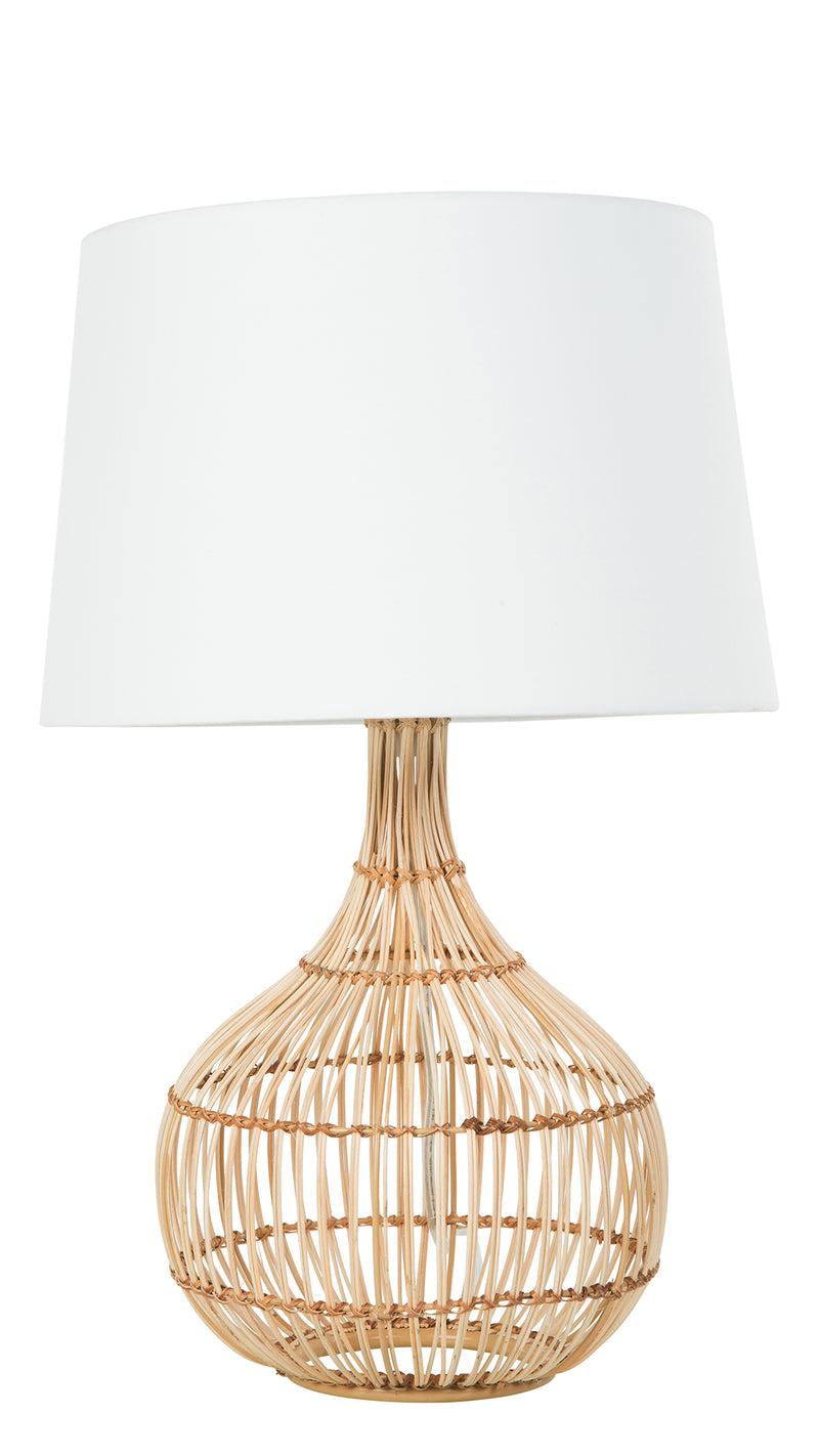 kouboo Luhu Cane Rib Bulb Table Lamp Natural with White Shade