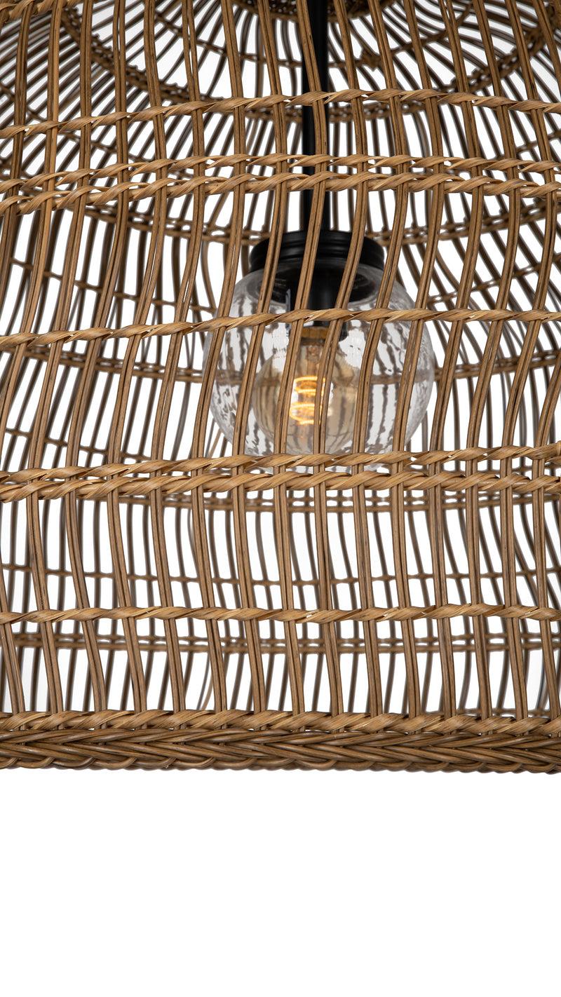 Kouboo Luhu Open Weave All Weather Cane Rib Outdoor Bell Pendant Lamp