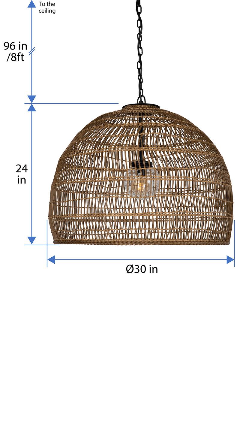 Kouboo Luhu Open Weave All Weather Cane Rib Outdoor Bell Pendant Lamp