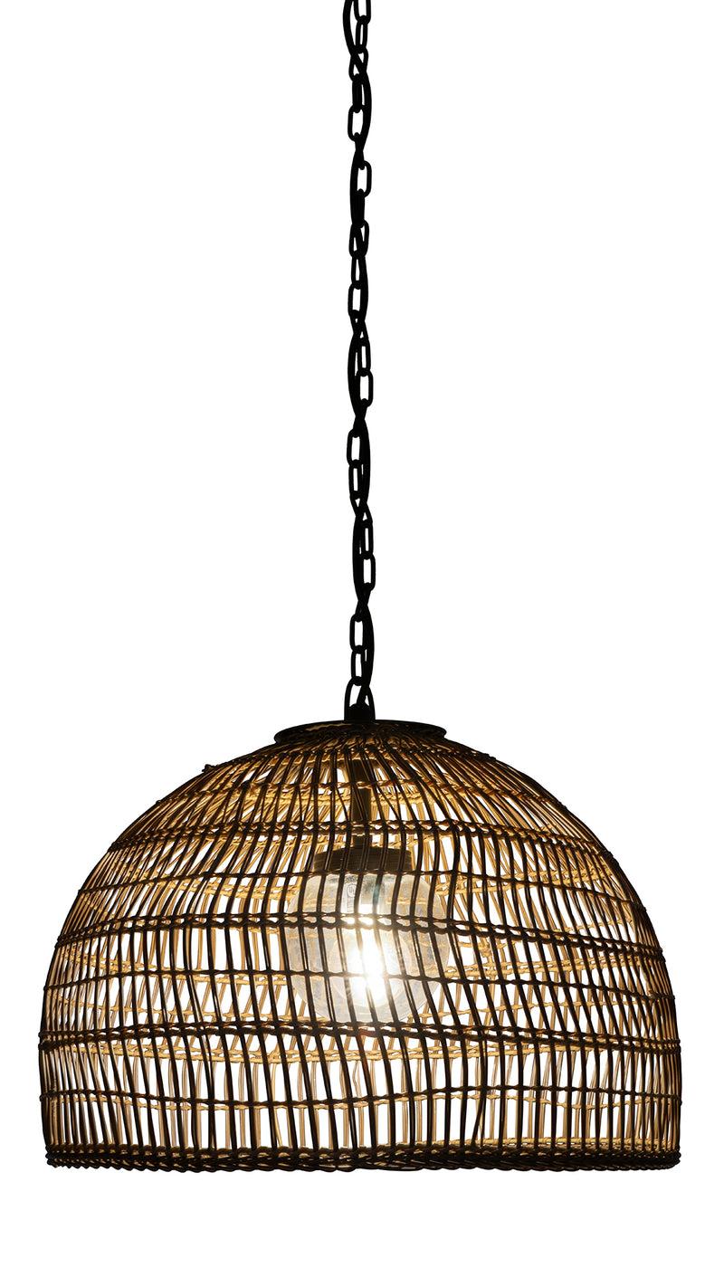 Kouboo Luhu Open Weave All Weather Cane Rib Outdoor Dome Pendant Lamp