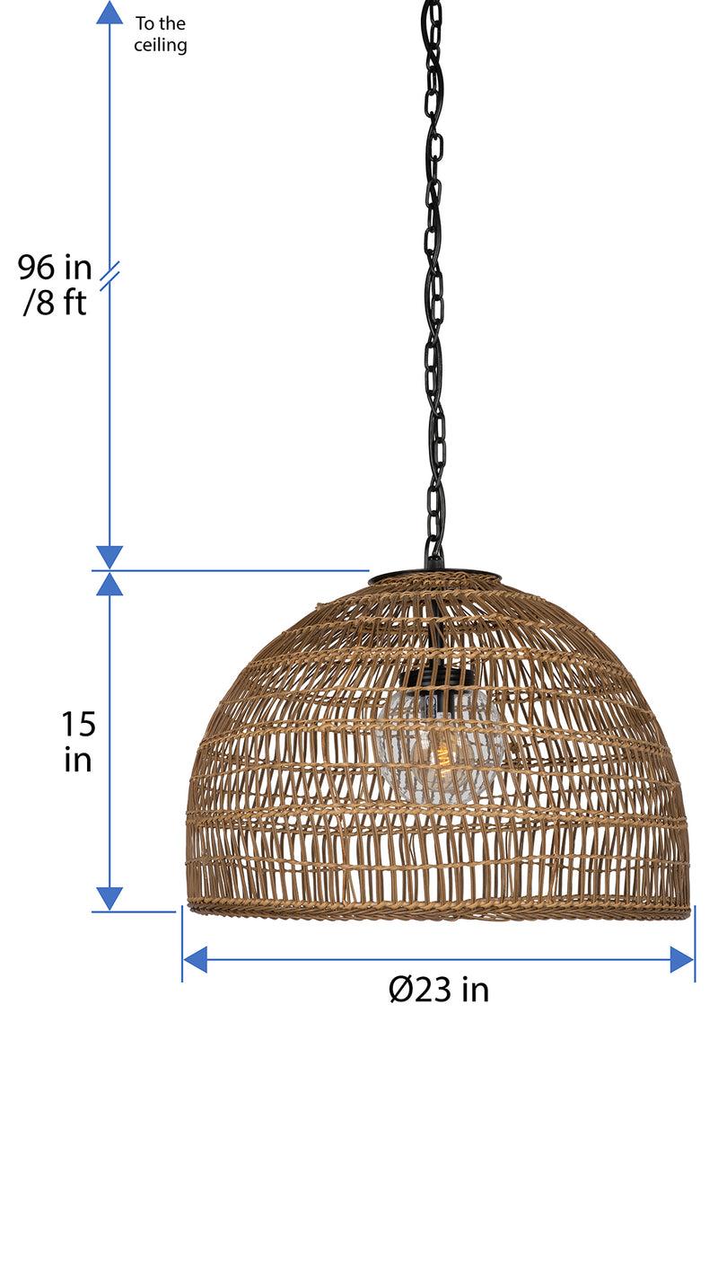 Kouboo Luhu Open Weave All Weather Cane Rib Outdoor Dome Pendant Lamp