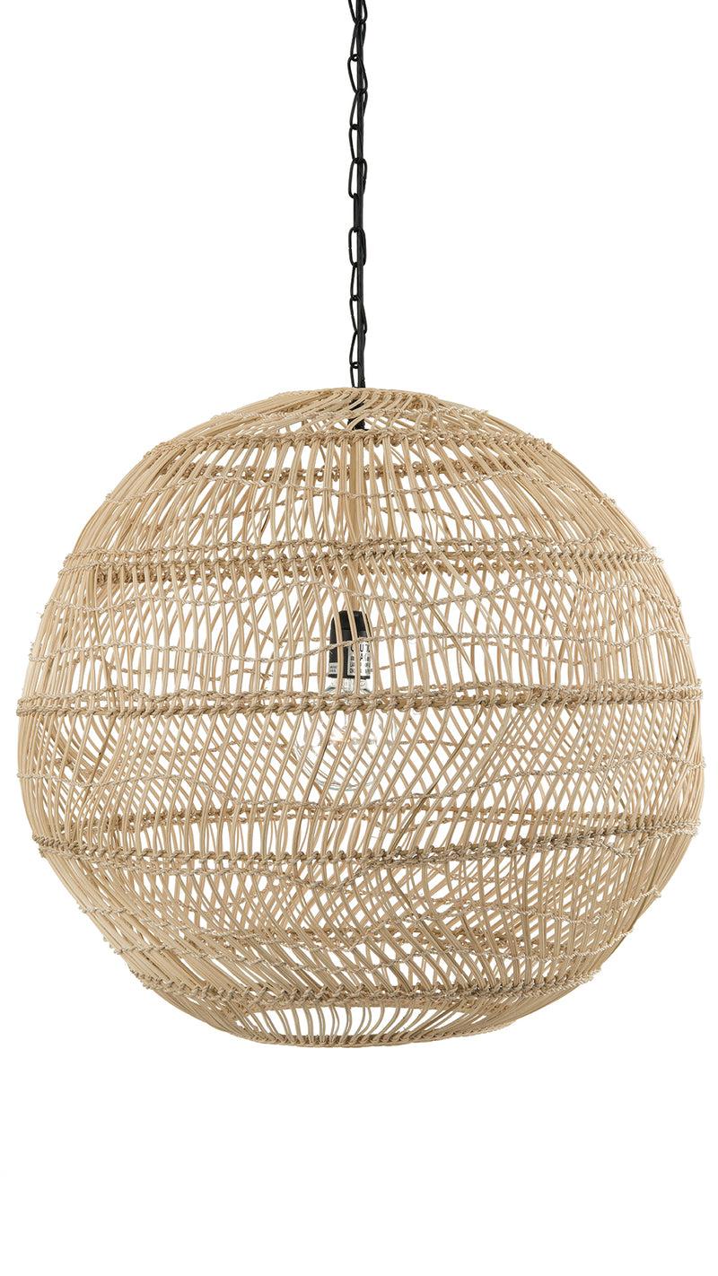 kouboo Luhu Open Weave Cane Rib Ball Pendant Lamp Natural