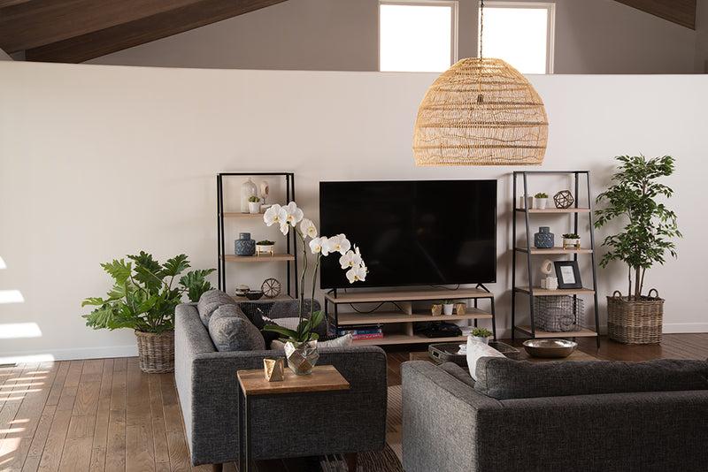 Kouboo Luhu Open Weave Cane Rib Bell Pendant Lamp Extra Large Natural