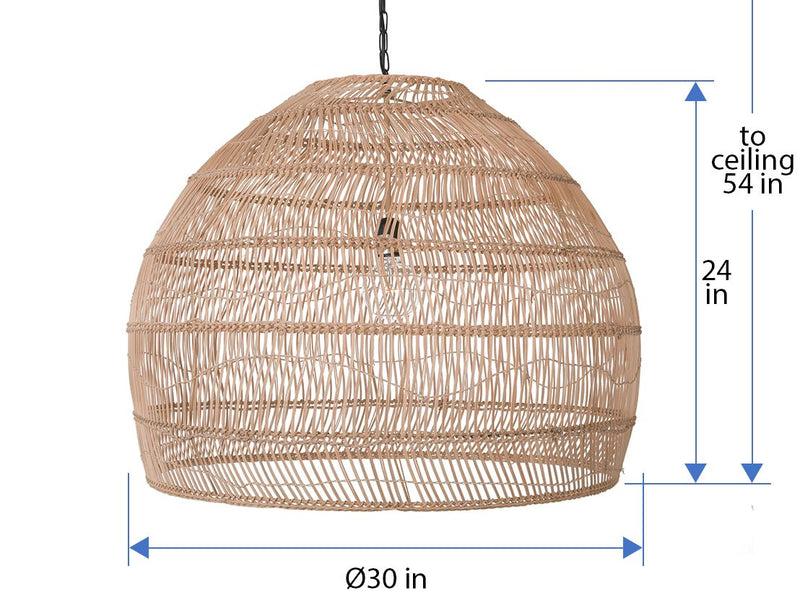 Kouboo Luhu Open Weave Cane Rib Bell Pendant Lamp Extra Large Natural