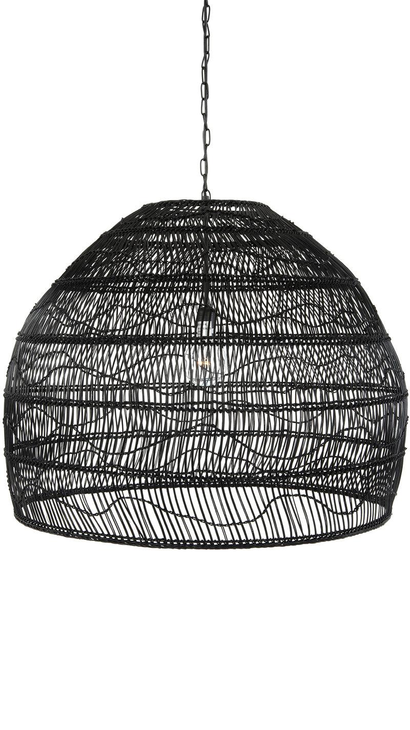 kouboo Luhu Open Weave Cane Rib Bell Pendant Lamp Extra Large Black