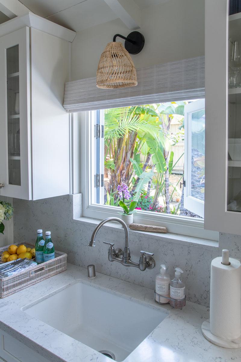 Kouboo Luhu Open Weave Cane Rib Bell Sconce Wall Lamp Natural