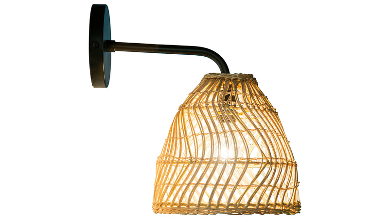 Kouboo Luhu Open Weave Cane Rib Bell Sconce Wall Lamp Natural