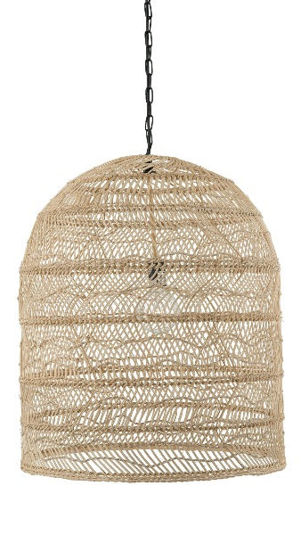kouboo Luhu Open Weave Cane Rib Cloche Pendant Lamp Natural