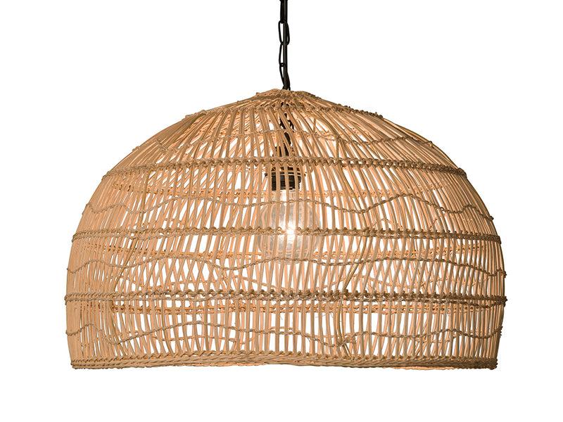 Kouboo Luhu Open Weave Cane Rib Dome Pendant Lamp Natural