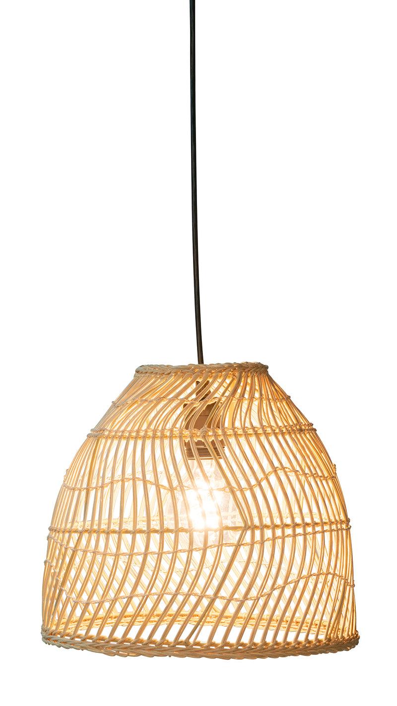 Kouboo Luhu Open Weave Cane Rib Mini Bell Pendant Lamp Natural Small