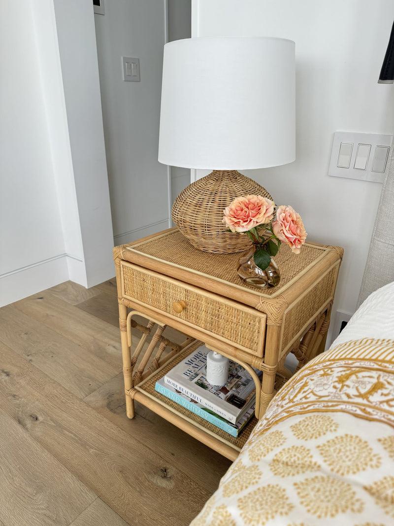 Kouboo Modern Wicker Base Table Lamp With White Shade - Stylish Home Lighting