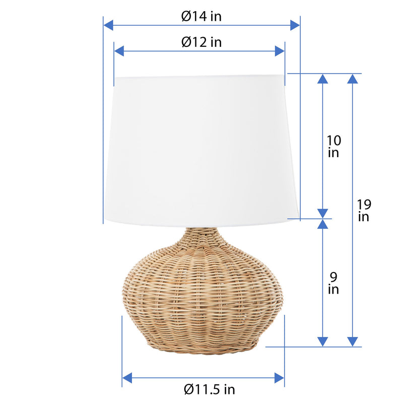 Kouboo Modern Wicker Base Table Lamp With White Shade - Stylish Home Lighting