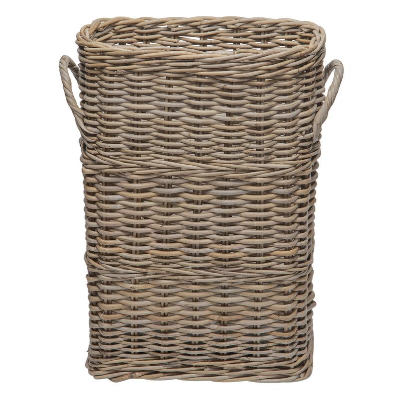 Kouboo Oval Kobo Umbrella Holder With Galvanized Tin Drip Tray And Handles Gray Brown