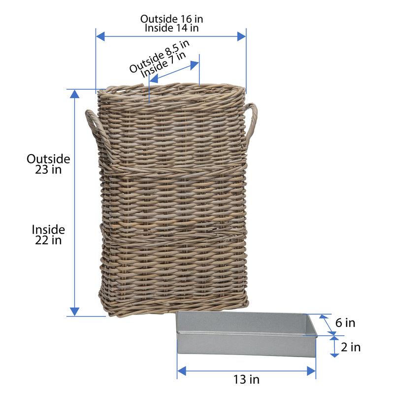 Kouboo Oval Kobo Umbrella Holder With Galvanized Tin Drip Tray And Handles Gray Brown