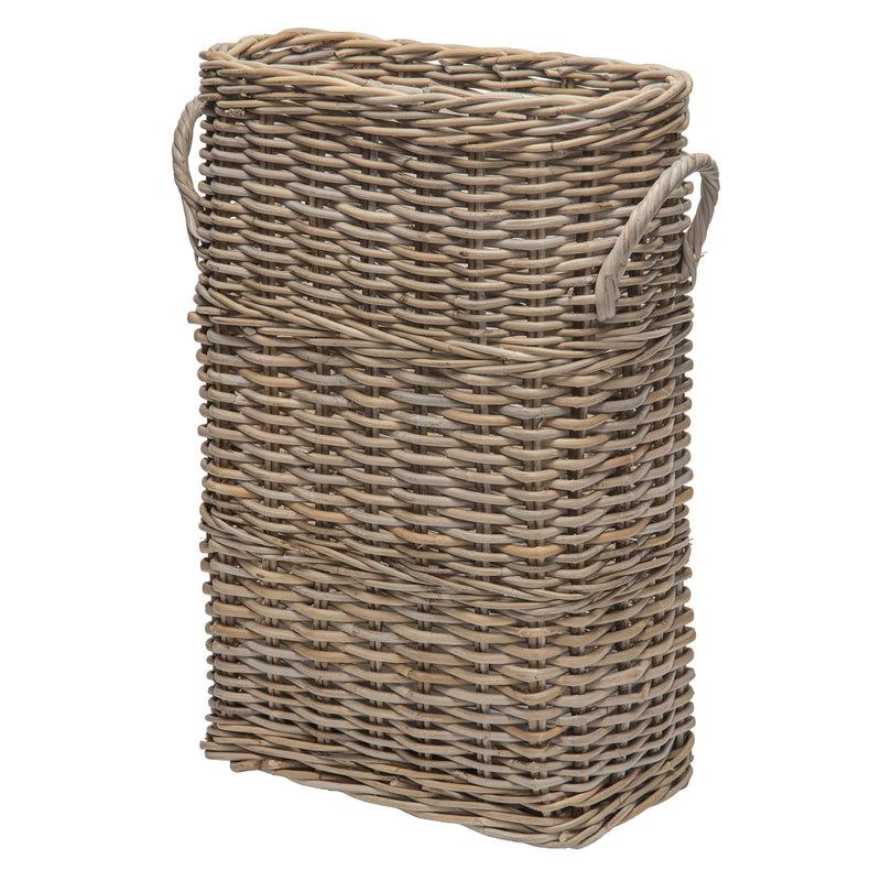 kouboo Oval Kobo Umbrella Holder with Galvanized Tin Drip Tray and Handles Gray Brown