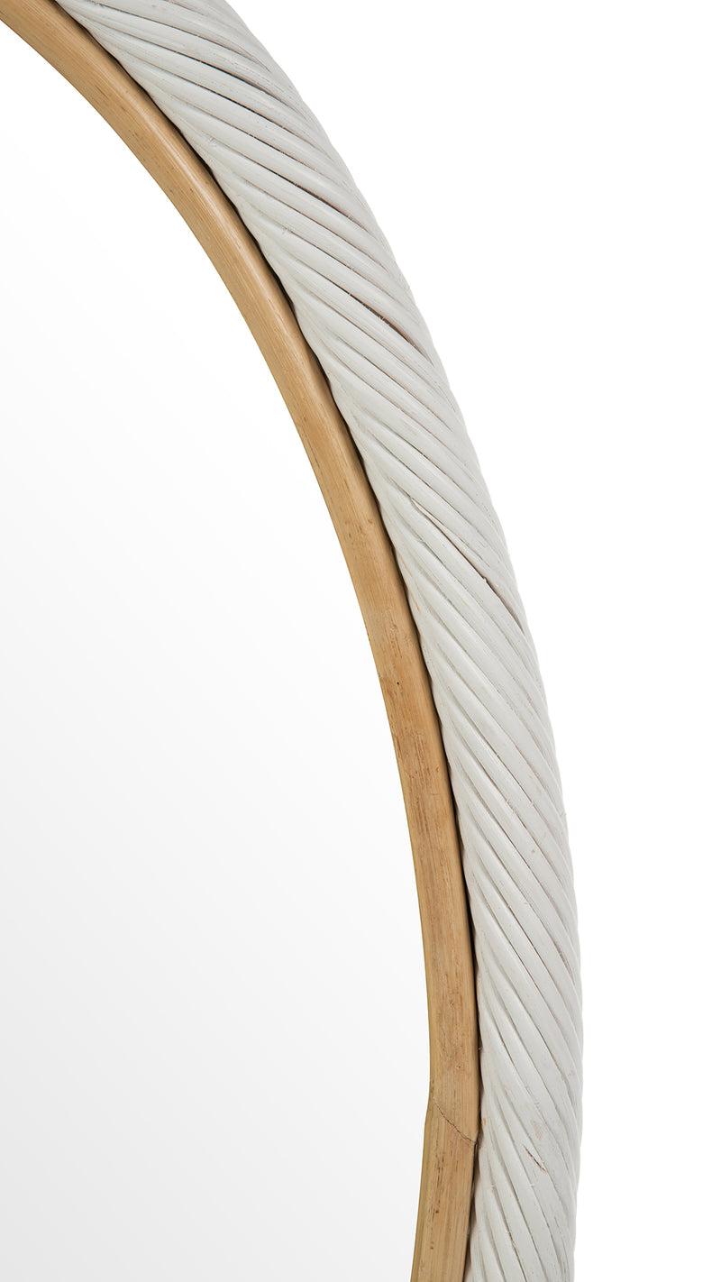 Kouboo Oval Twisted Rattan Wall Mirror White And Natural